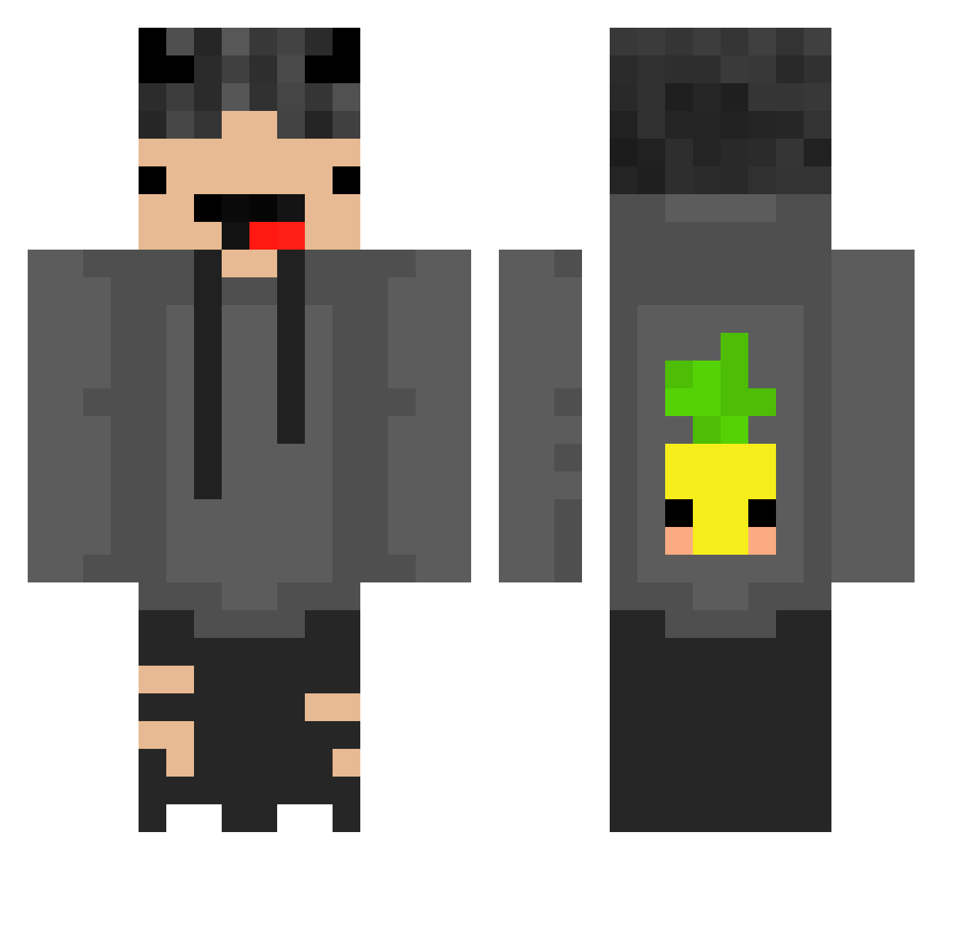XxNotGhostxX Minecraft skin, front and back view