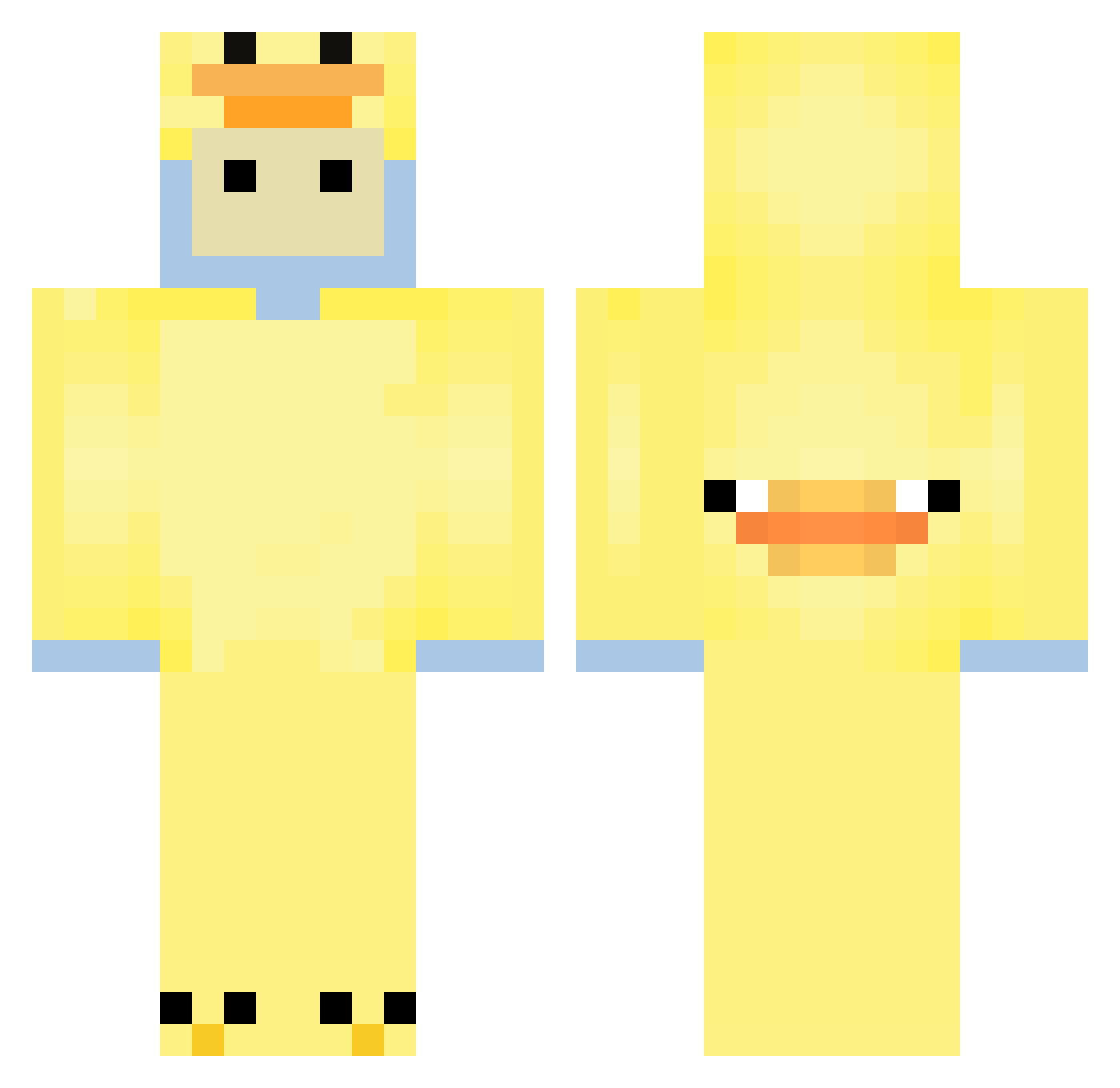 Surprisable Minecraft skin, front and back view