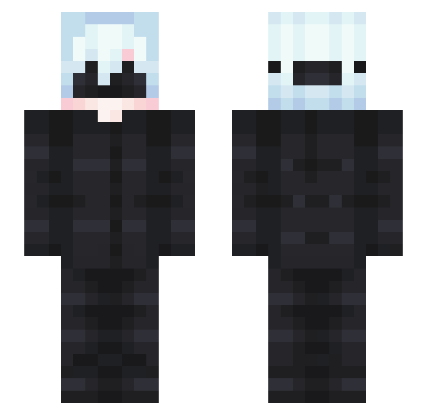 Qreator Minecraft skin, front and back view