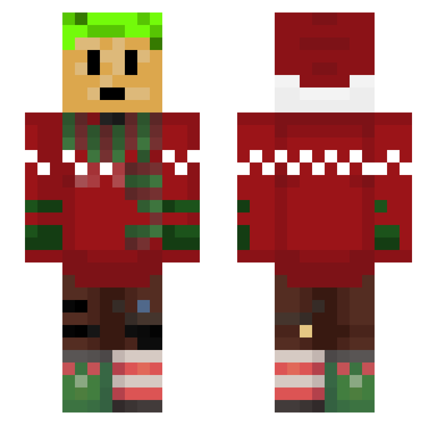 nekkodex Minecraft skin, front and back view