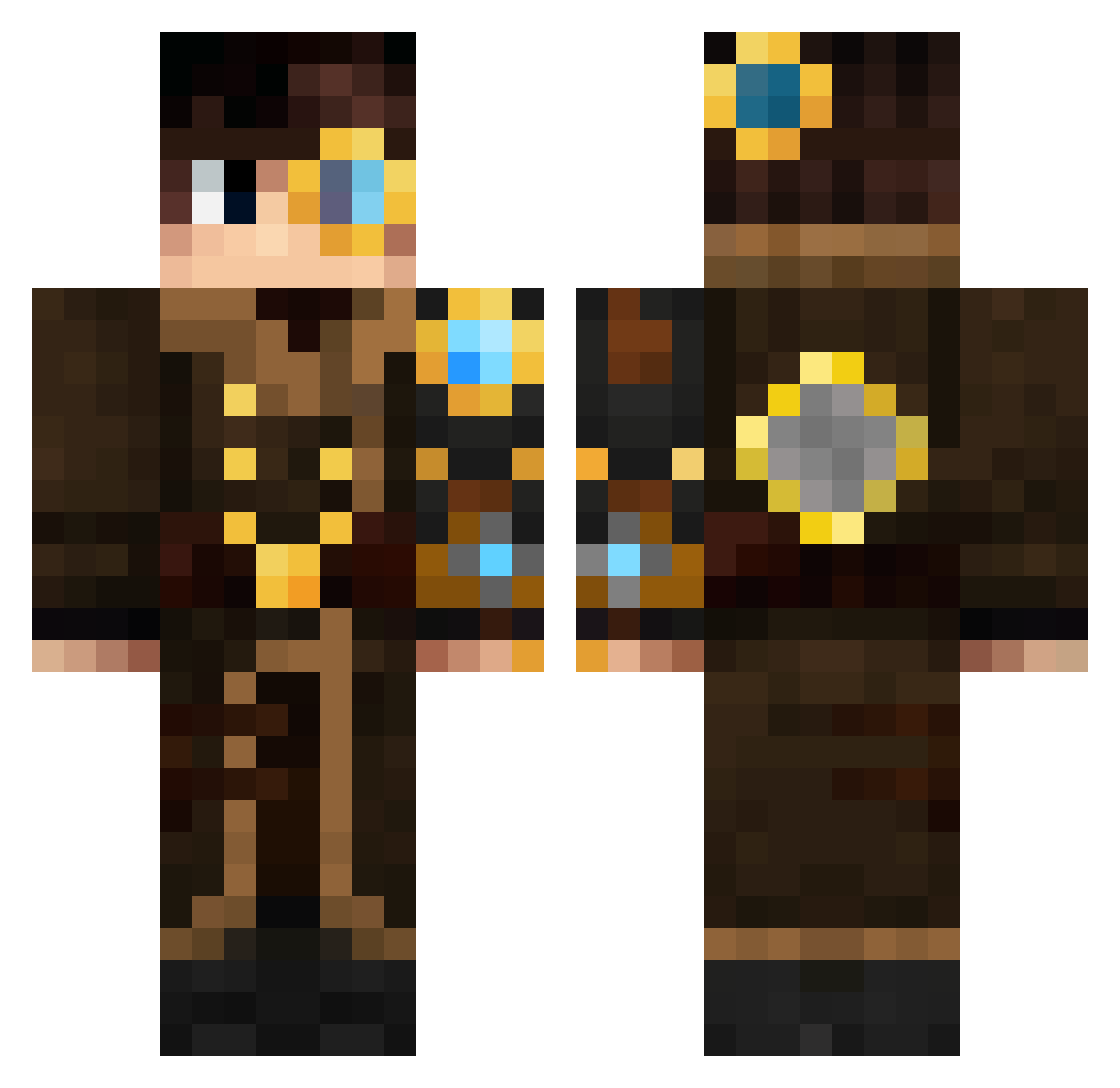 Xzerte Minecraft skin, front and back view