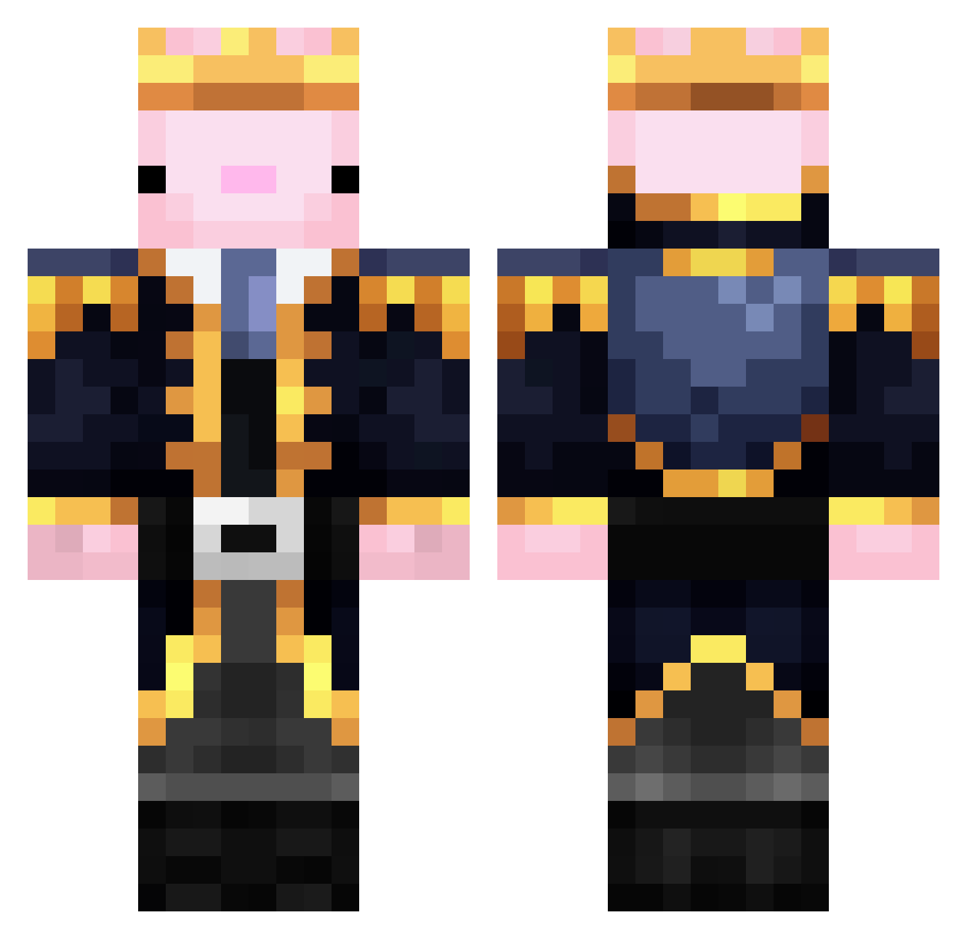 Just_Axolshow Minecraft skin, front and back view