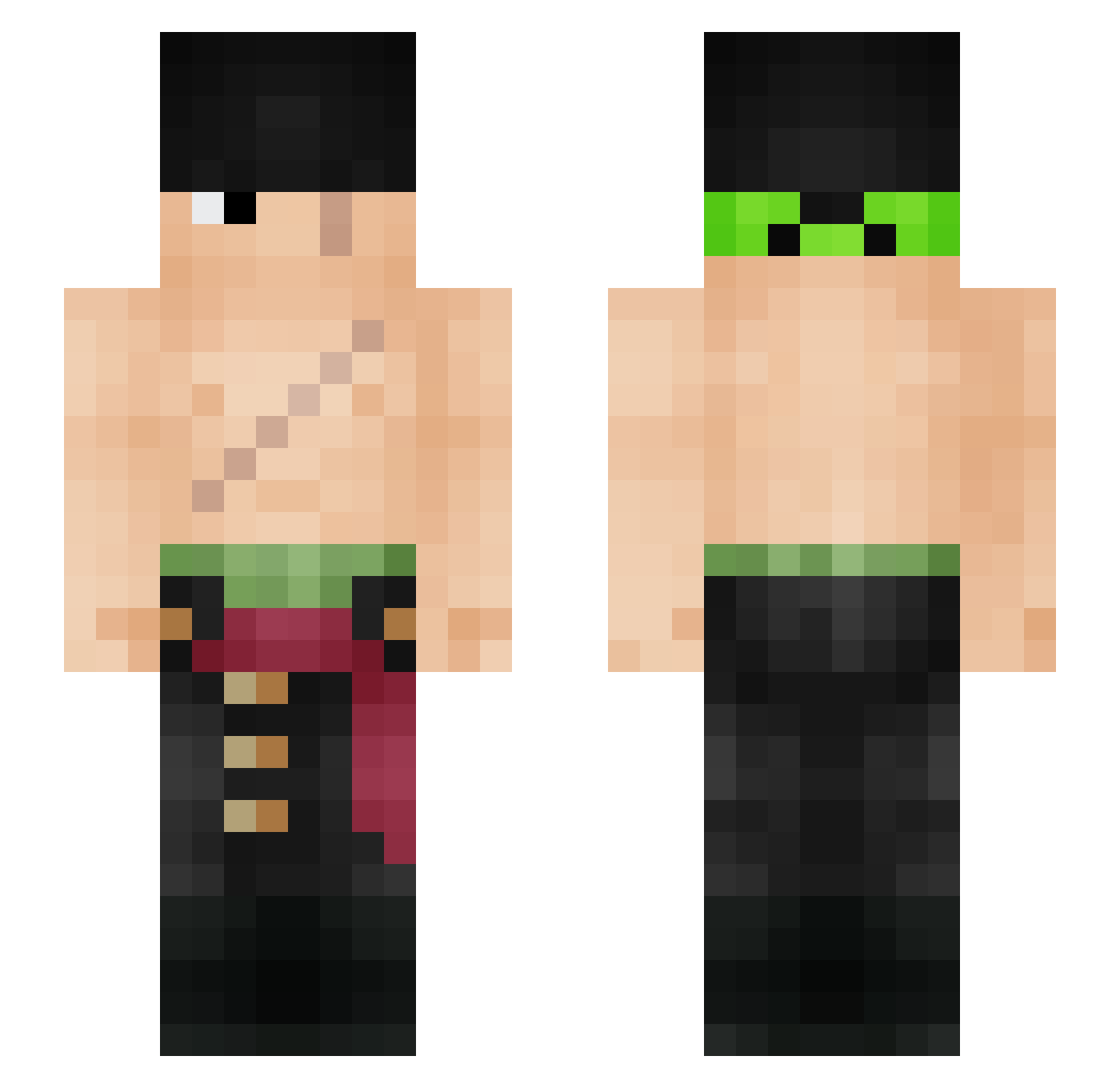 RealClient Minecraft skin, front and back view