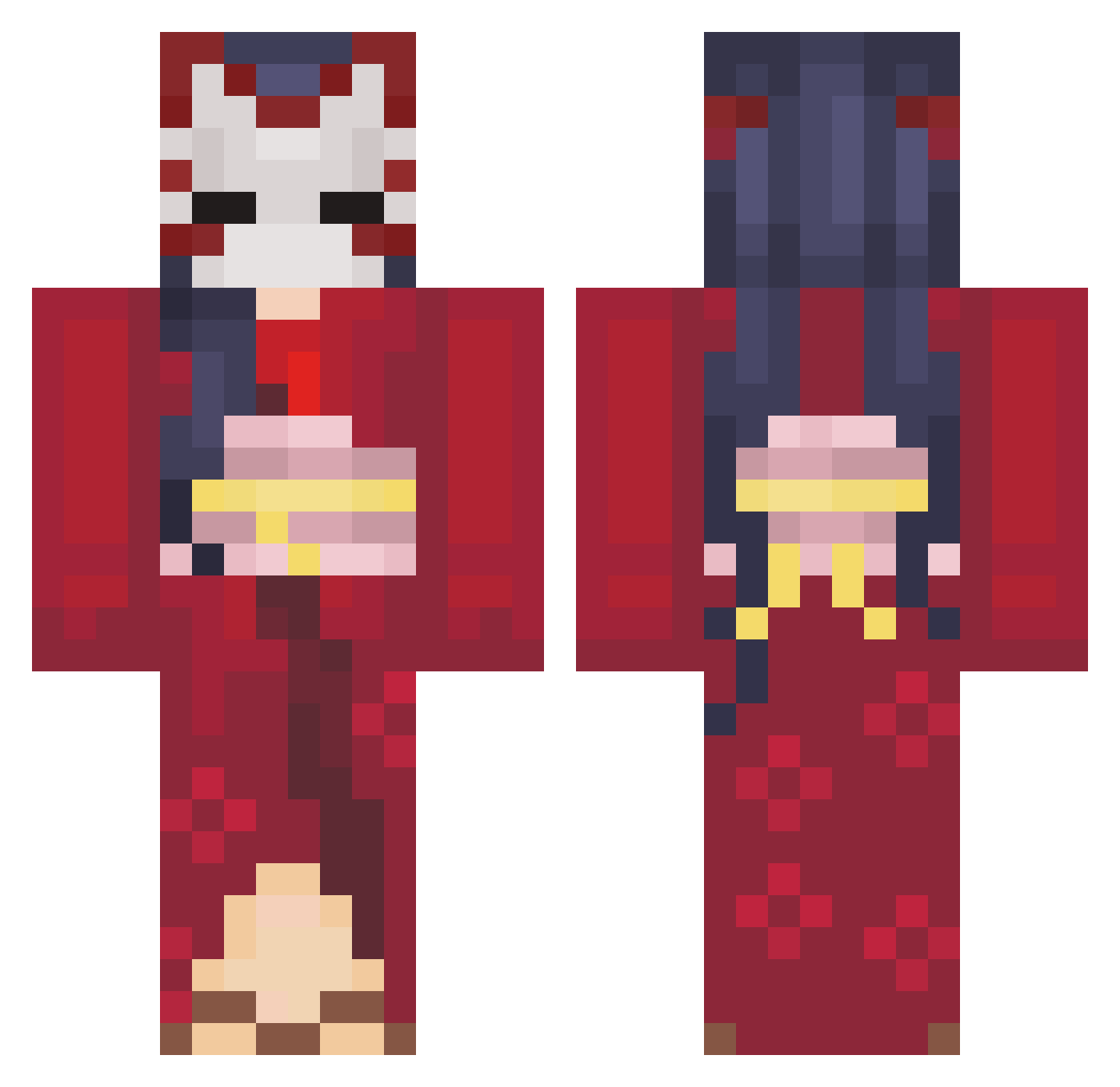 Yetx Minecraft skin, front and back view