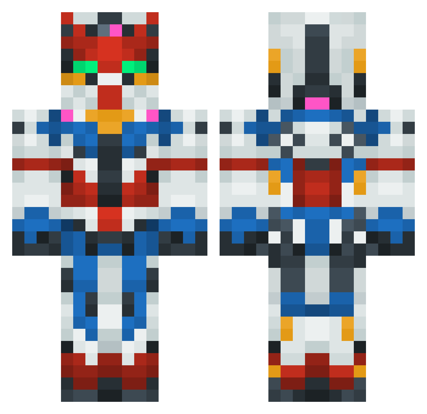 DesertedDoge Minecraft skin, front and back view