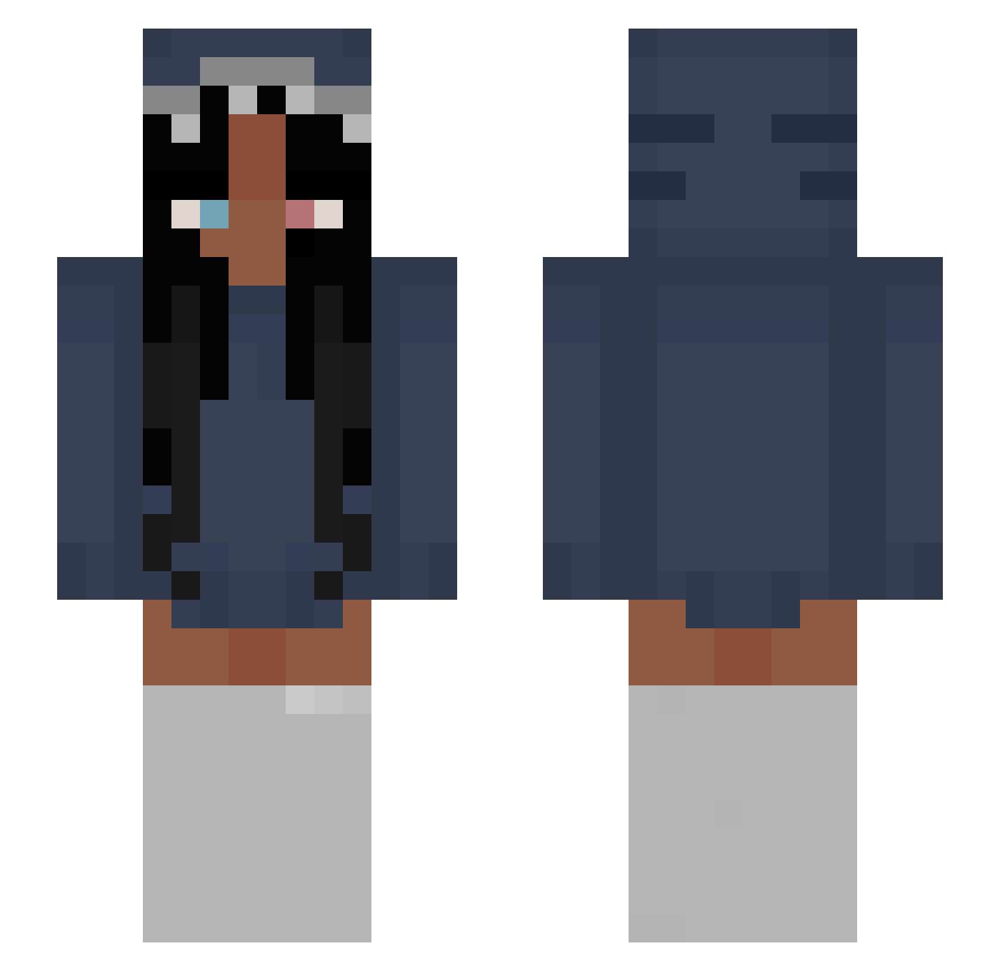 Fewkky Minecraft skin, front and back view
