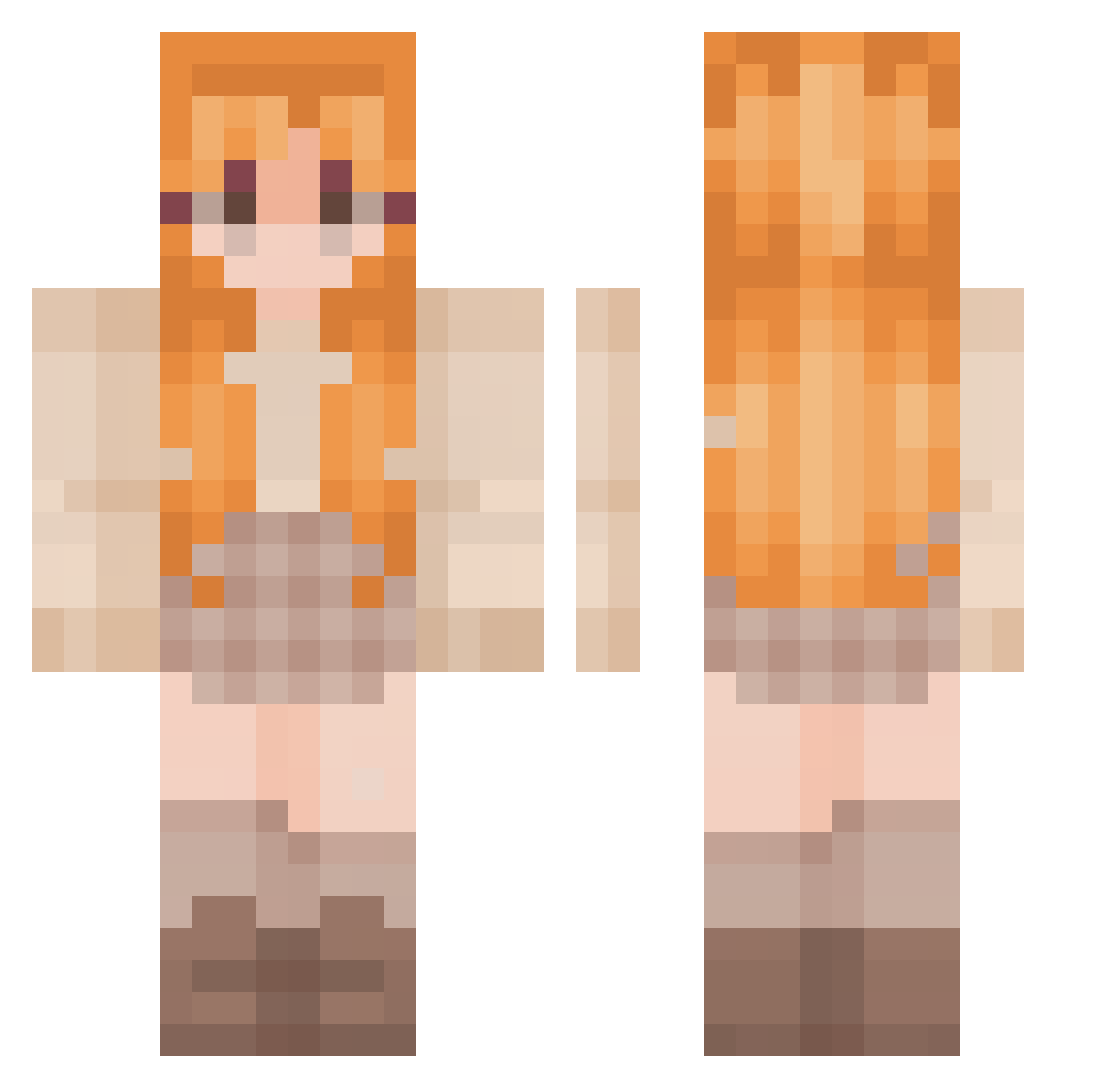 RedHair_12 Minecraft skin, front and back view