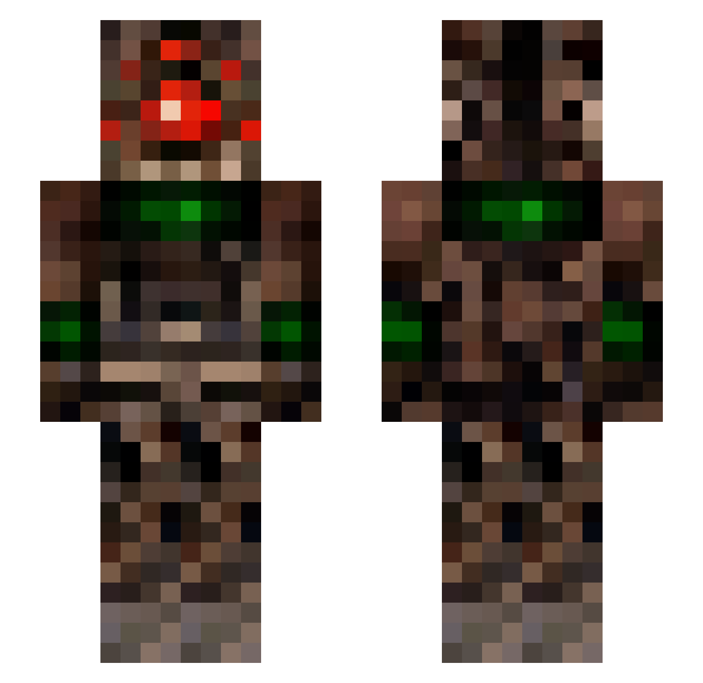 manofmanycones Minecraft skin, front and back view
