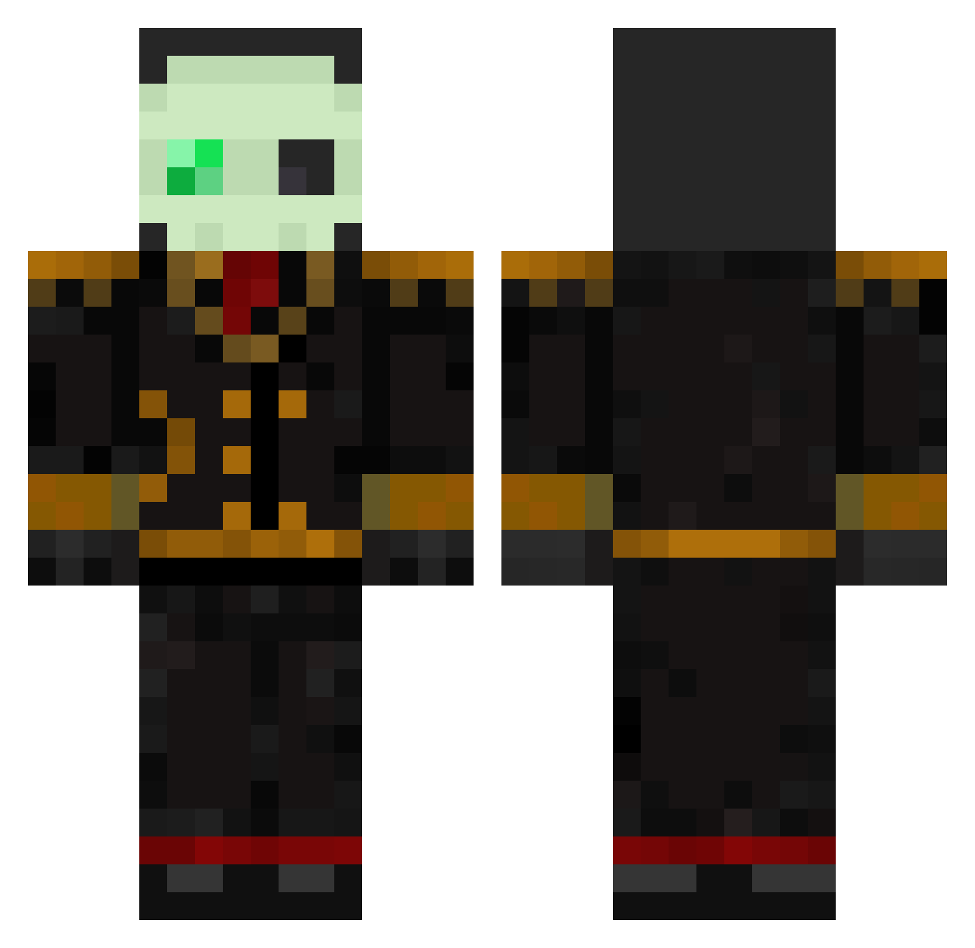 OkayBerg Minecraft skin, front and back view