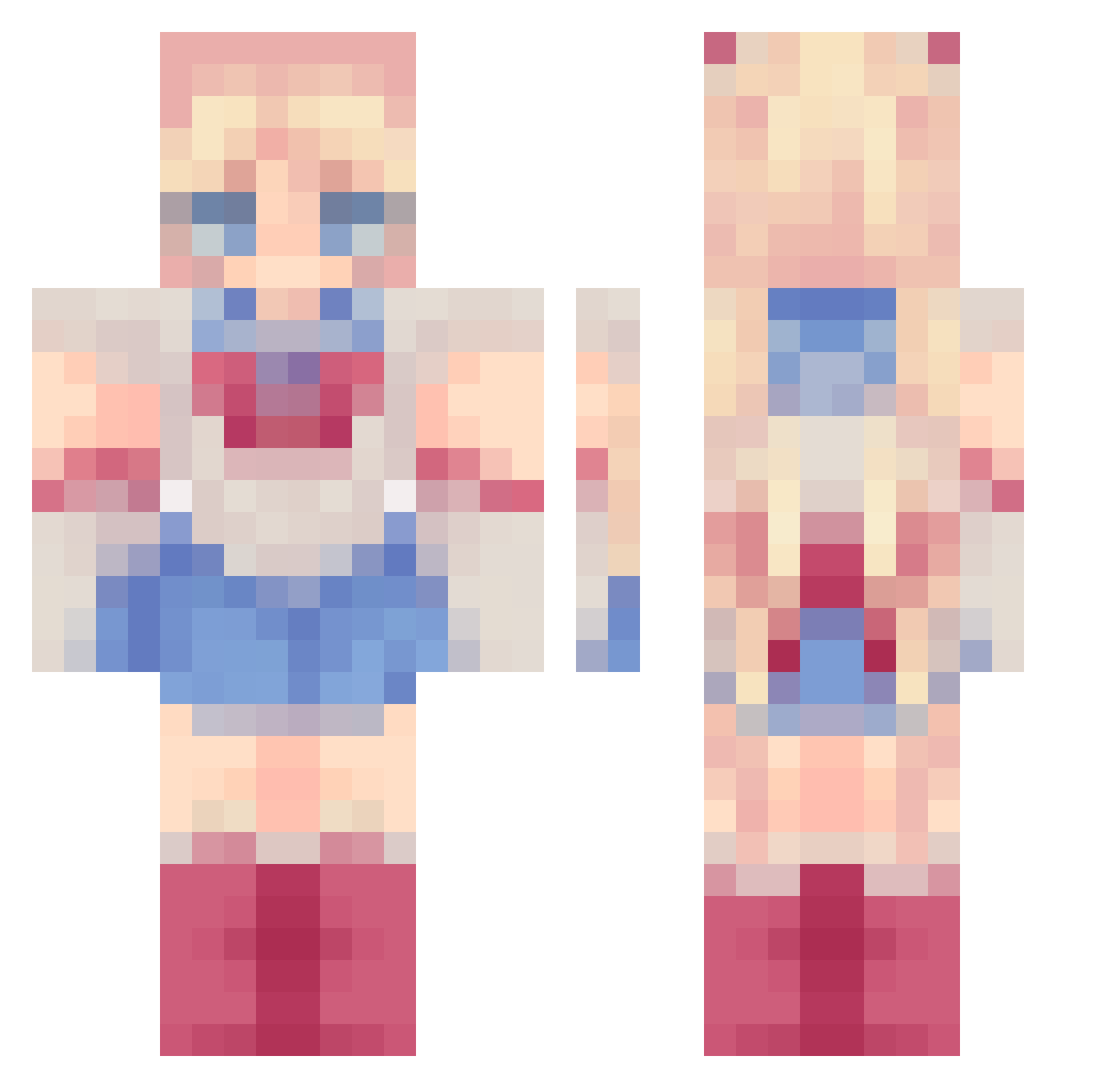 NoodleStreamer Minecraft skin, front and back view