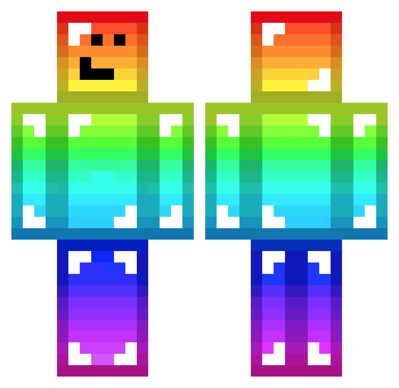 bullterrier Minecraft skin, front and back view