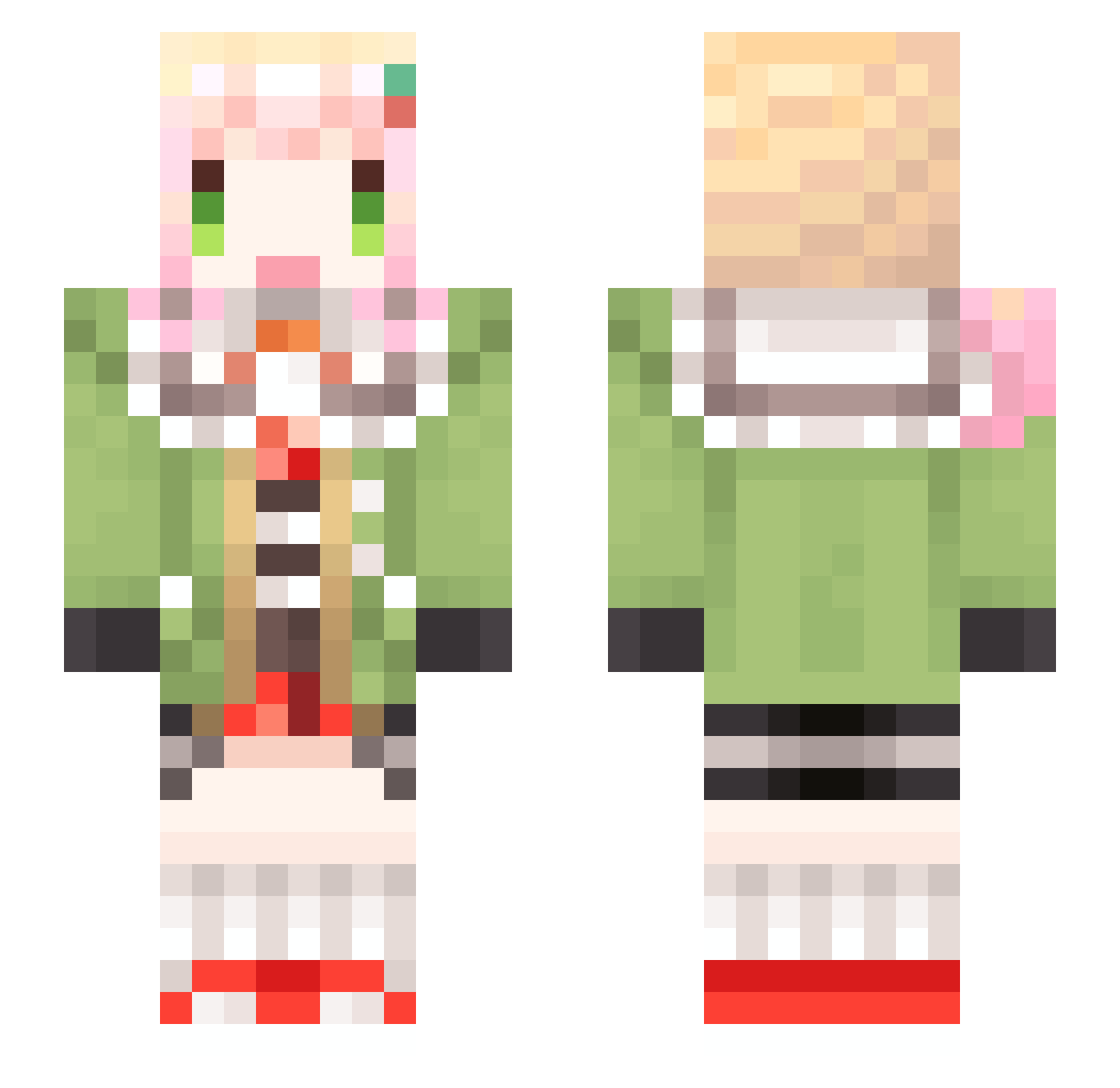 MuNijack Minecraft skin, front and back view