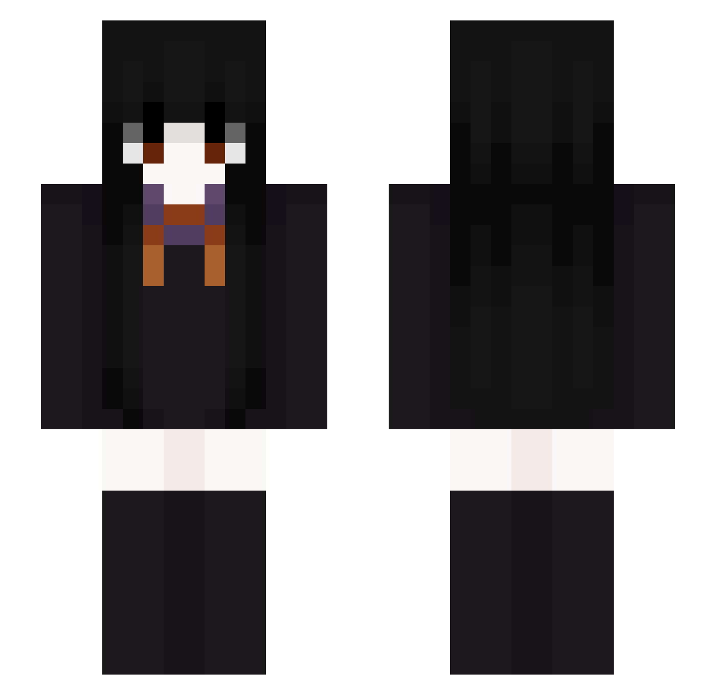 lxnarbqsted Minecraft skin, front and back view