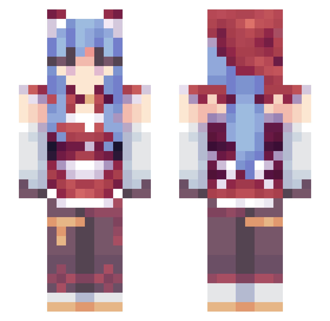 EverSenpai Minecraft skin, front and back view