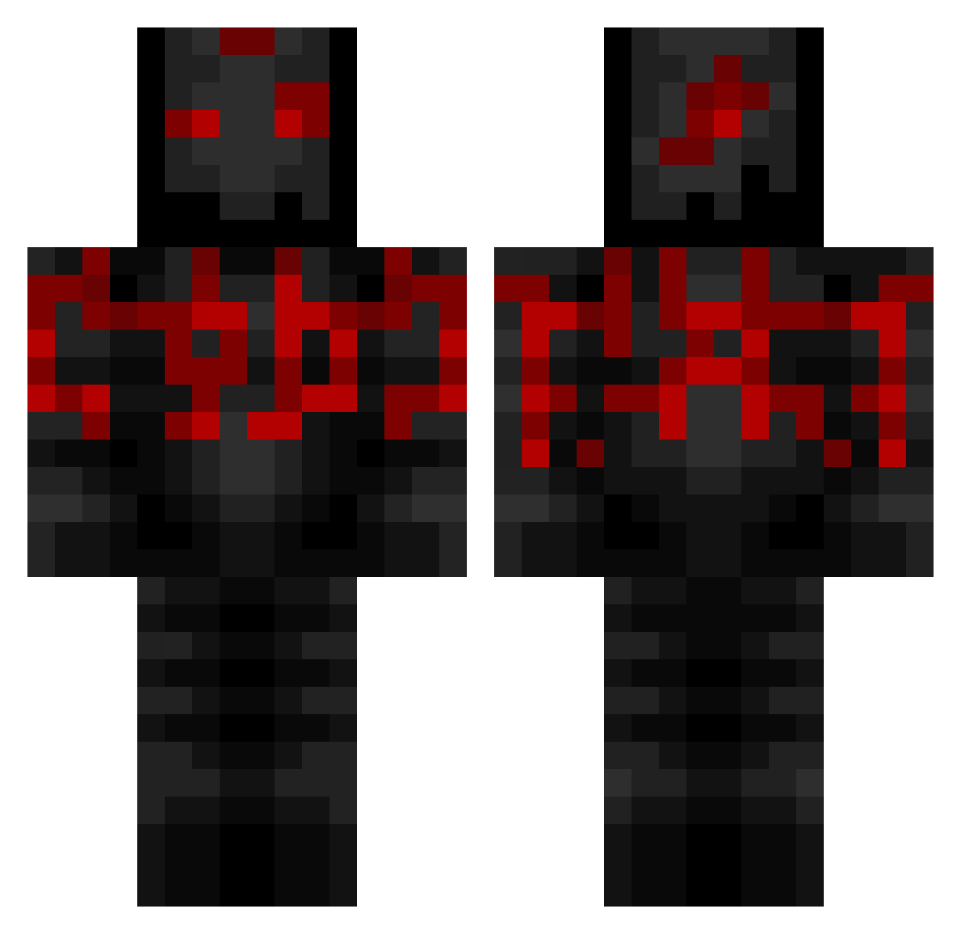 xRaquaza Minecraft skin, front and back view