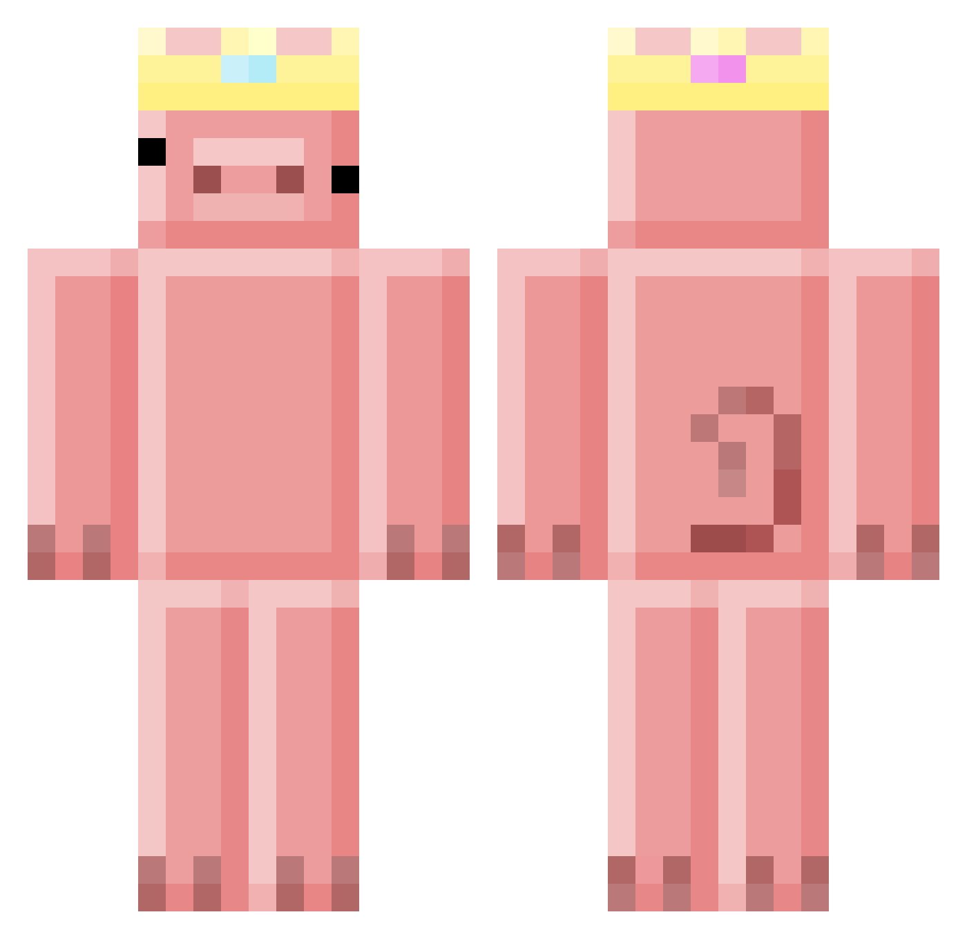 moonnpie Minecraft skin, front and back view