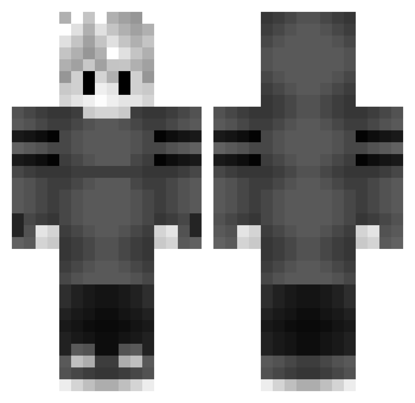Pluarrr Minecraft skin, front and back view