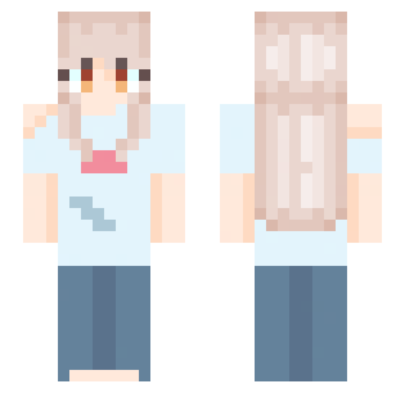 sebatiki Minecraft skin, front and back view