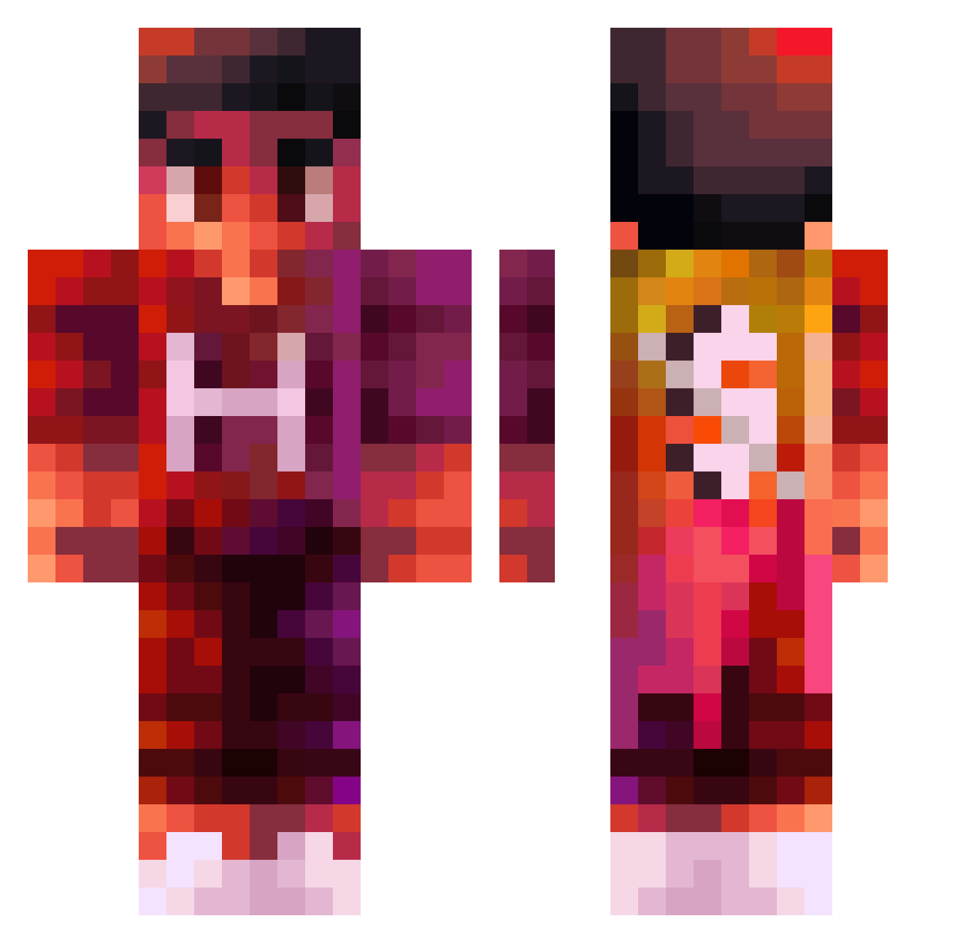 TajOFC Minecraft skin, front and back view