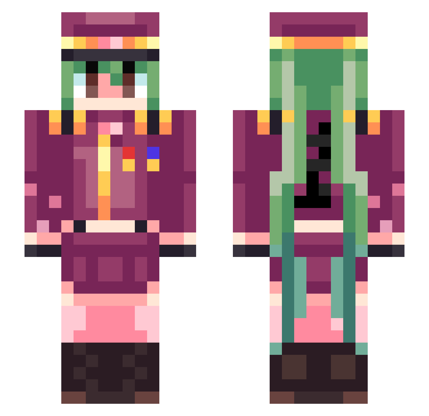 BakaChii Minecraft skin, front and back view