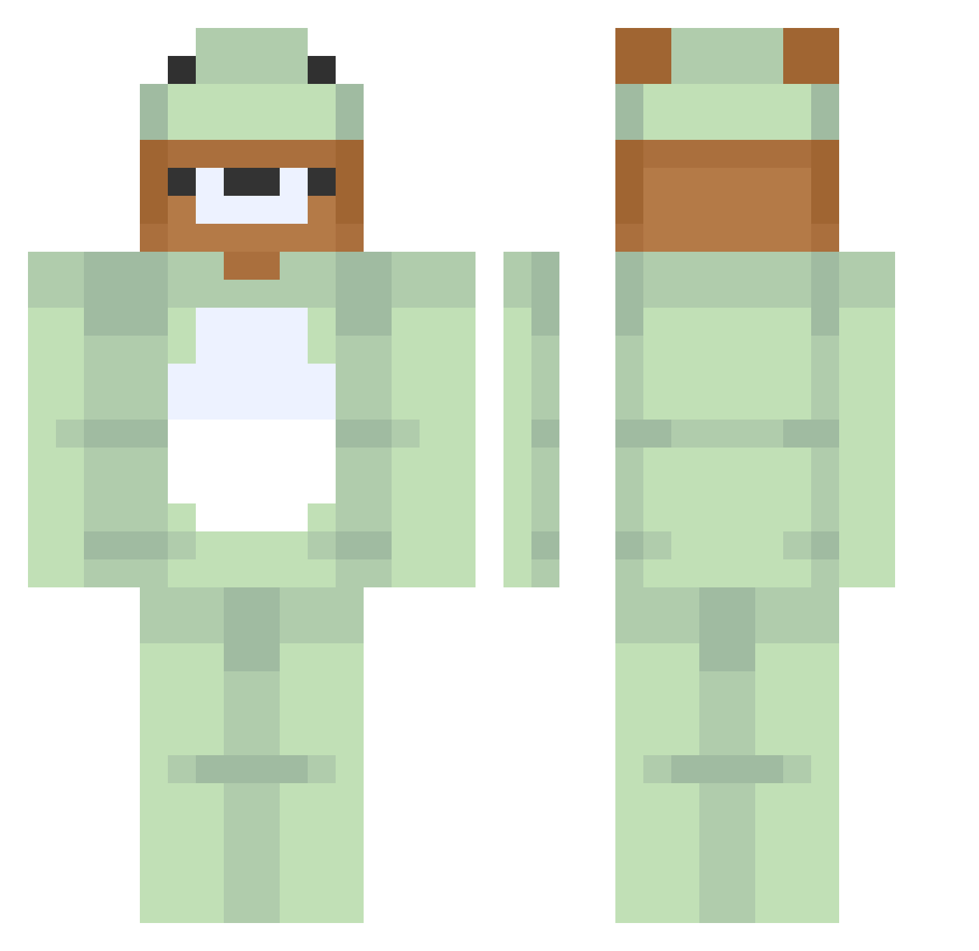 Contoured Minecraft skin, front and back view