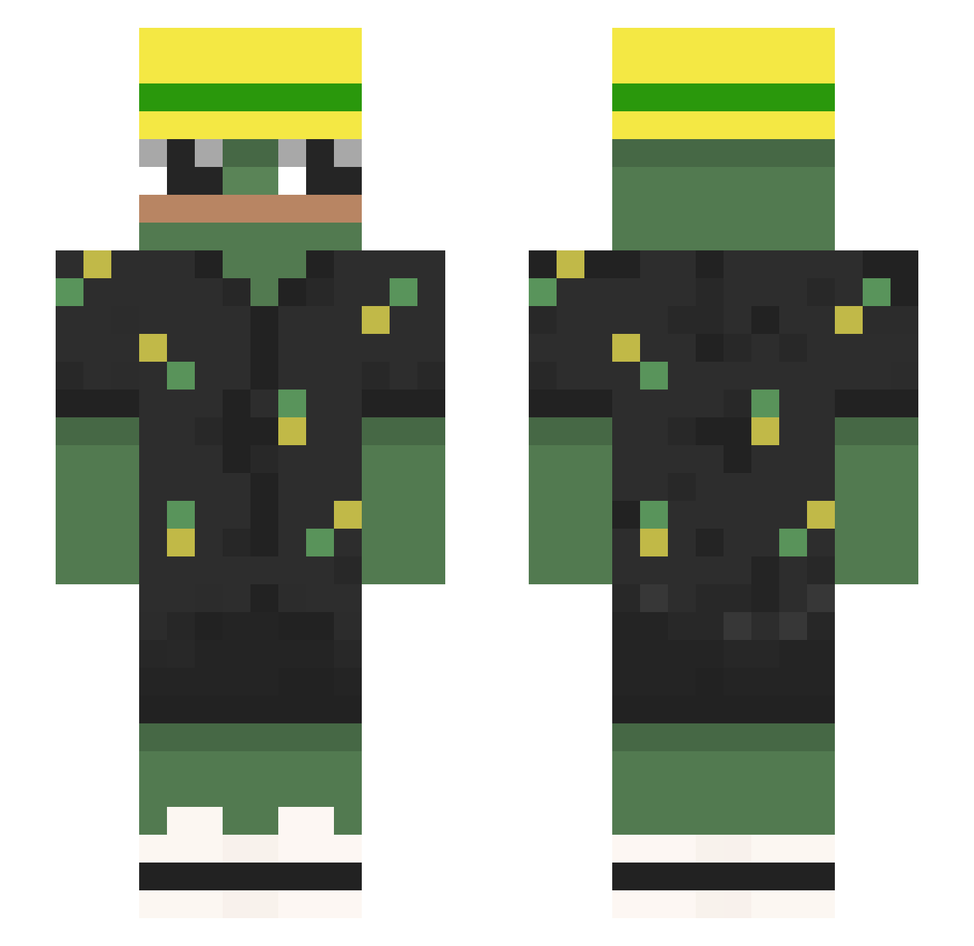 Beedwars Minecraft skin, front and back view