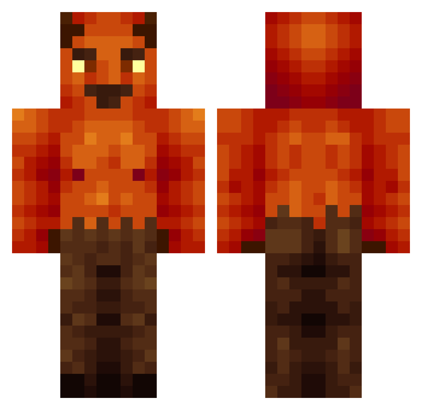 Earning Minecraft skin, front and back view