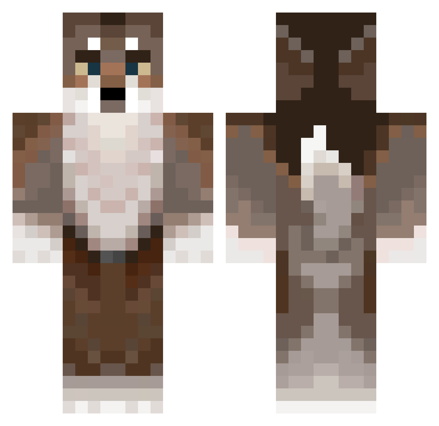 RuthlessCrawdad Minecraft skin, front and back view