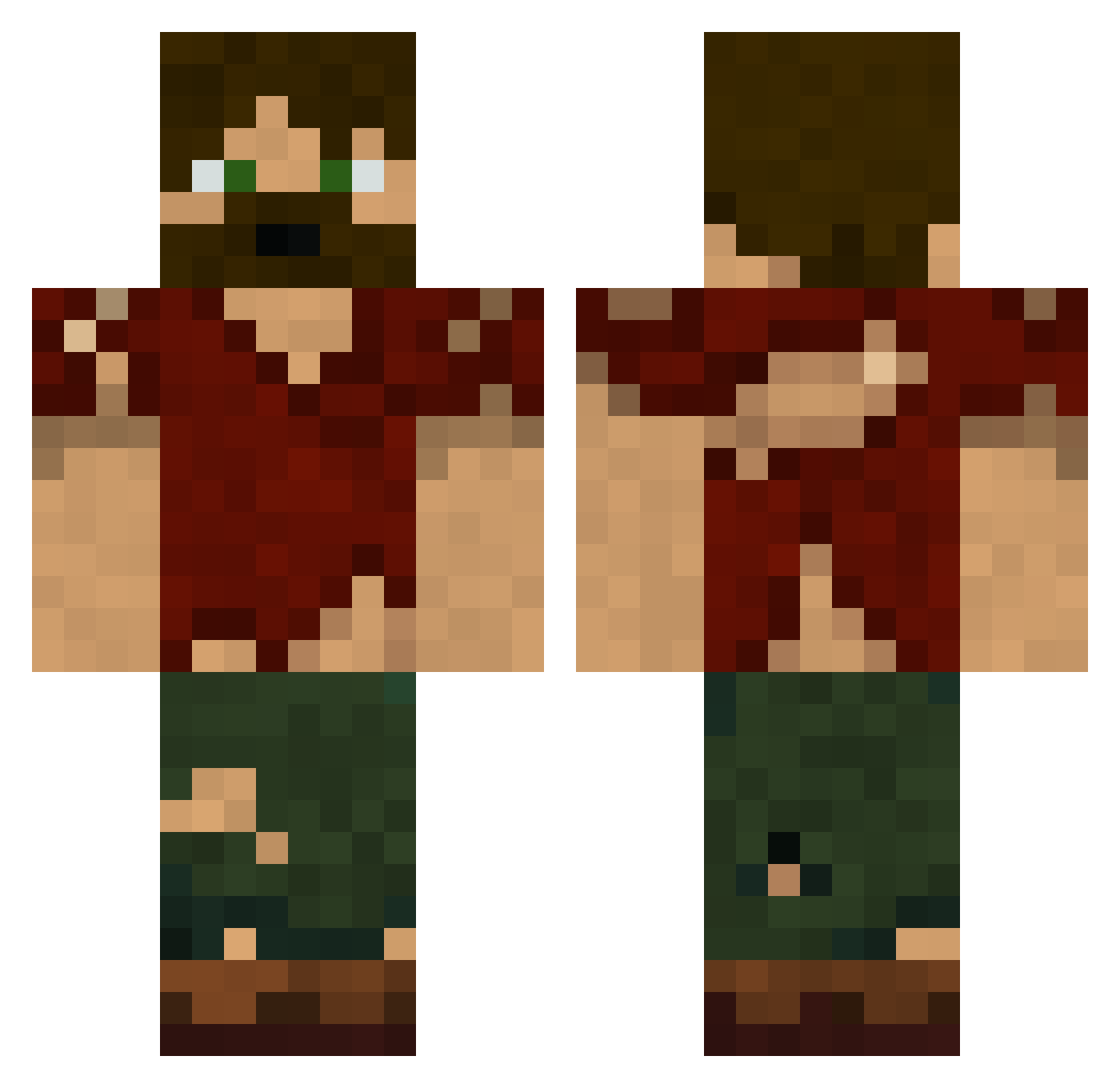 fishlick Minecraft skin, front and back view
