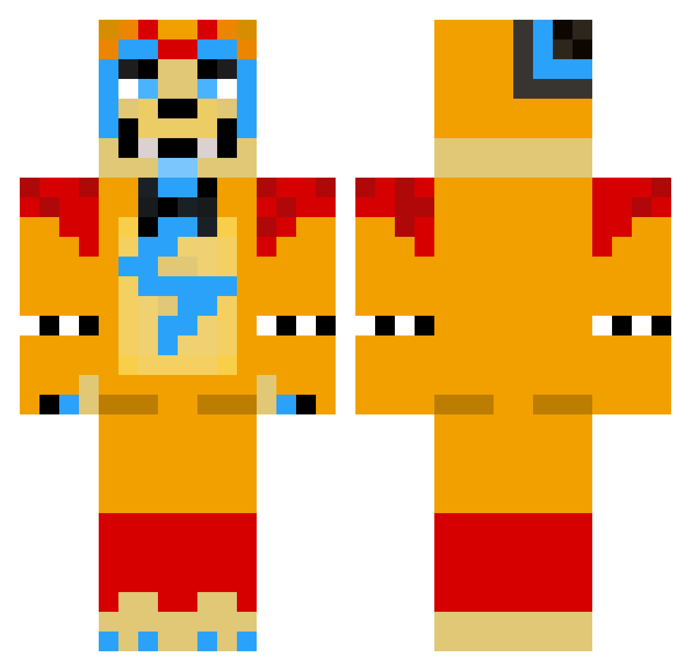 Partycosmicaus Minecraft skin, front and back view