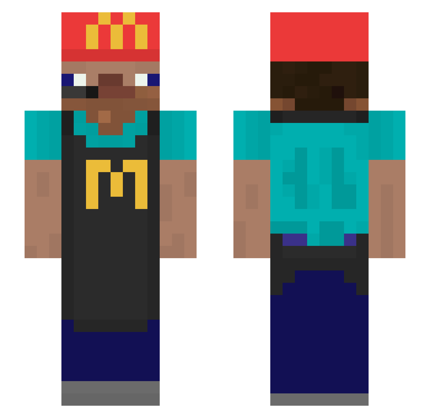 Zerofna Minecraft skin, front and back view