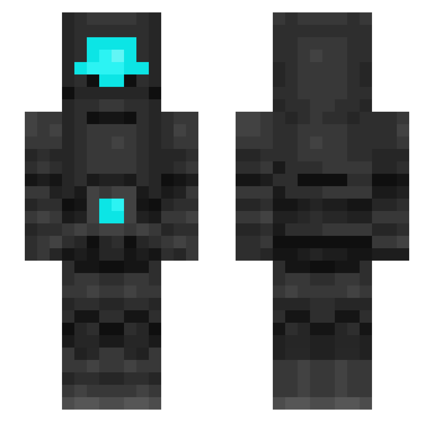 Diamondkiller Minecraft skin, front and back view