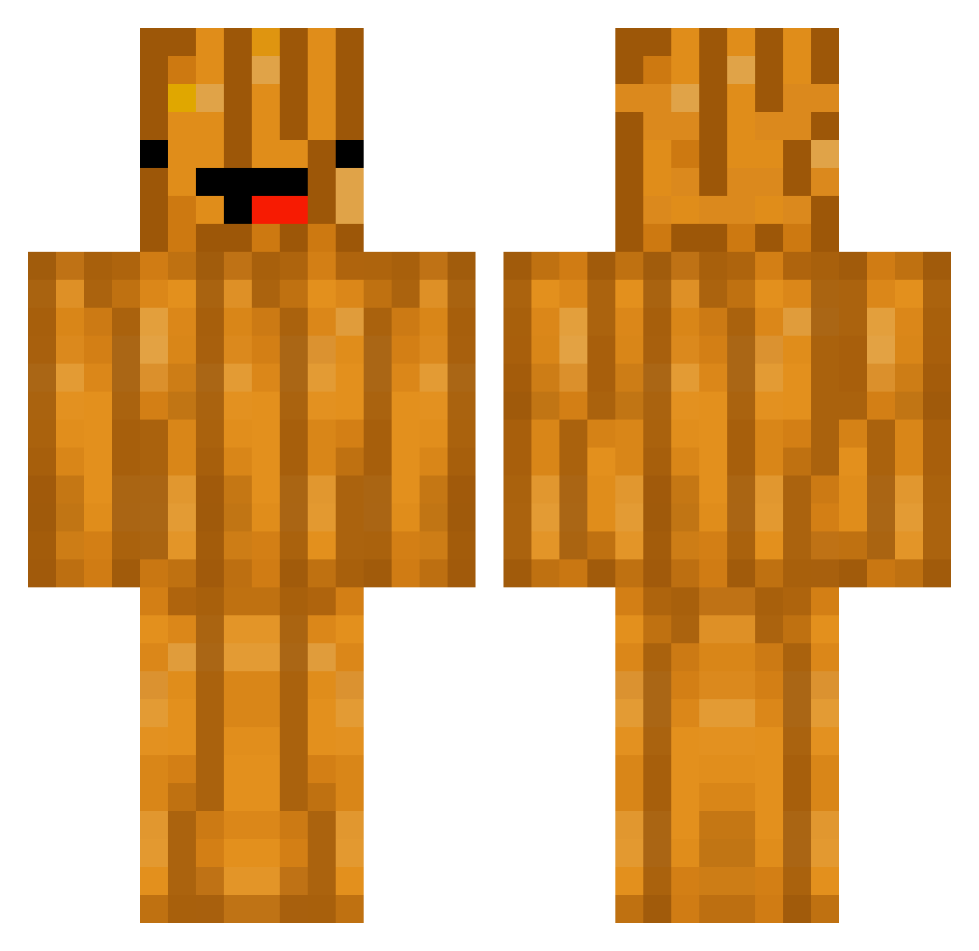 Amogusami Minecraft skin, front and back view