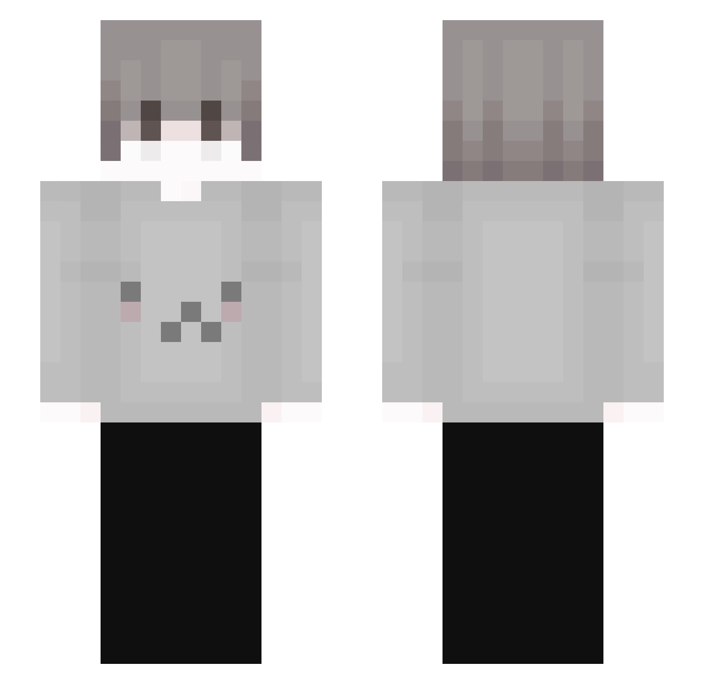 ItzSnowlol Minecraft skin, front and back view
