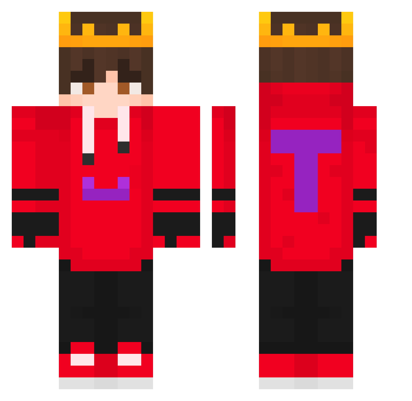 TURBOclese Minecraft skin, front and back view