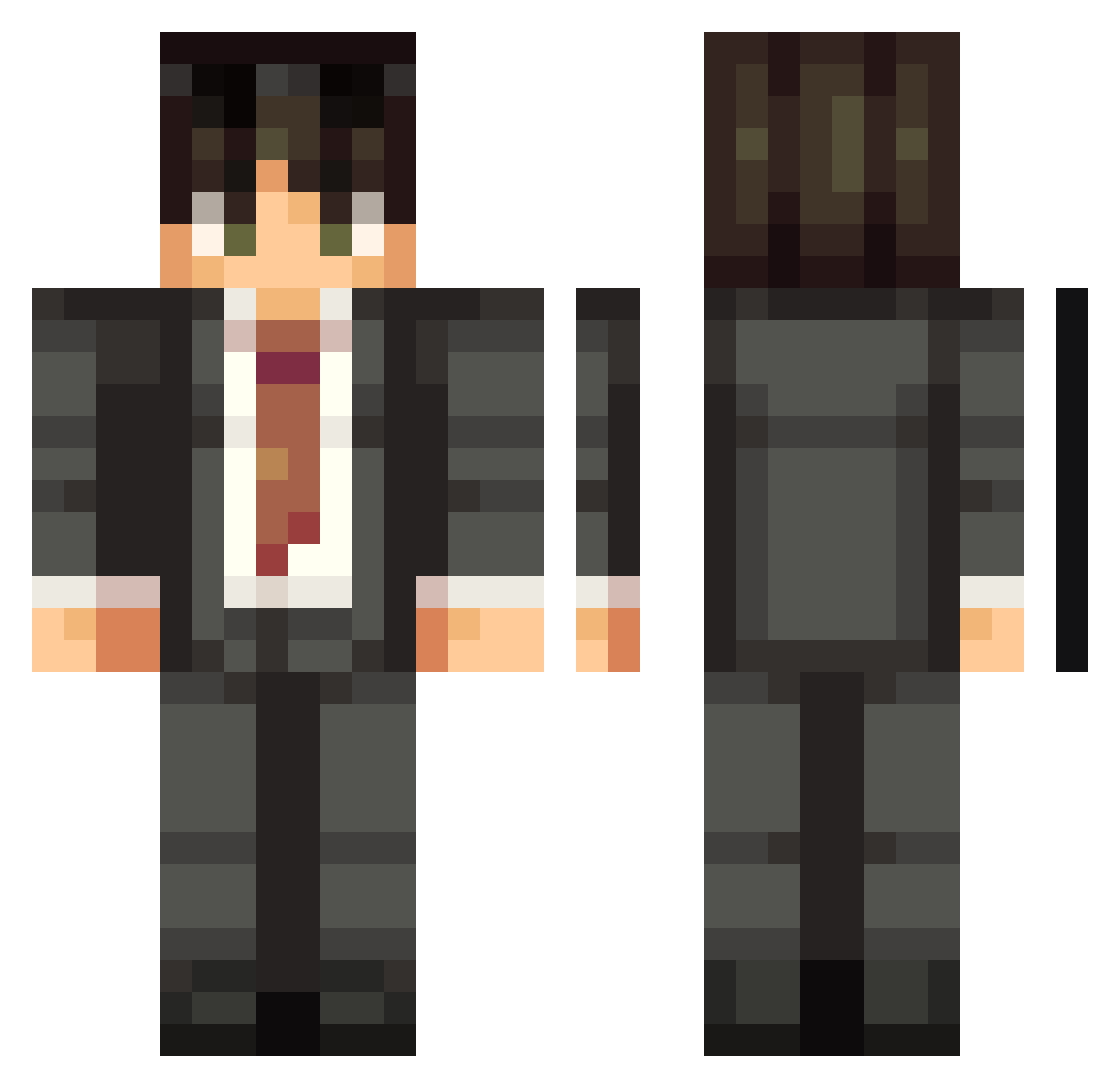 ShooterVFX Minecraft skin, front and back view