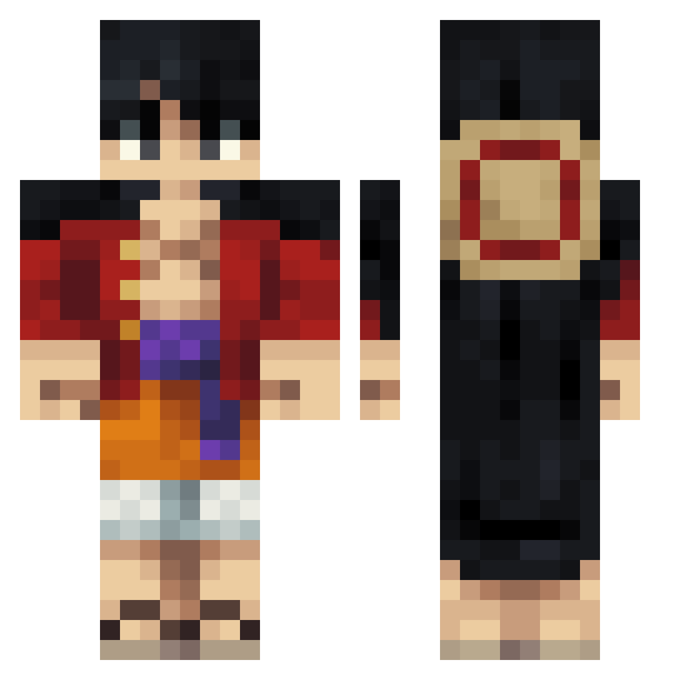 Jaymano Minecraft skin, front and back view