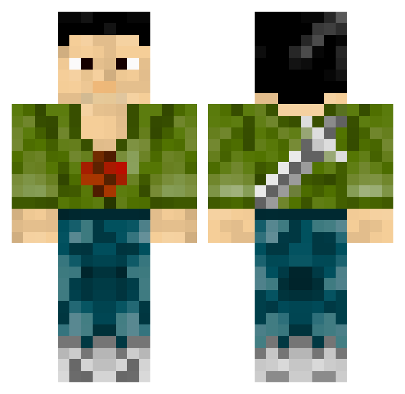 Leavesyes Minecraft skin, front and back view