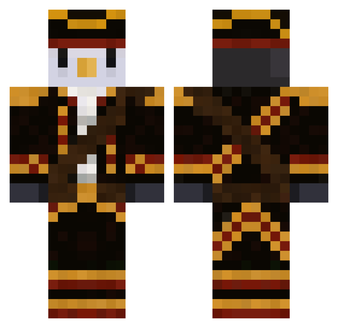 prilax2025 Minecraft skin, front and back view