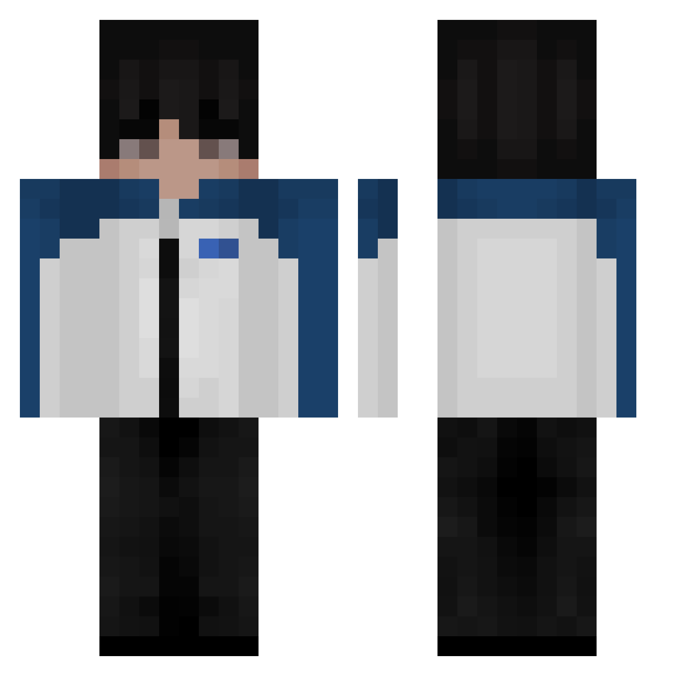 RalnLess Minecraft skin, front and back view