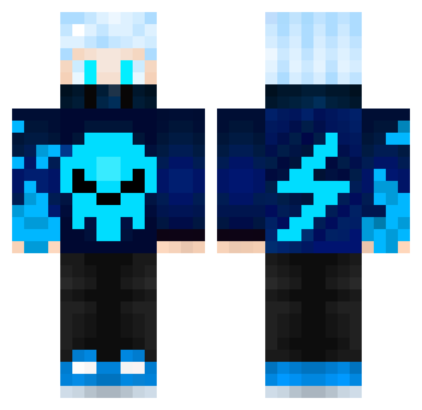 SparrowZync Minecraft skin, front and back view