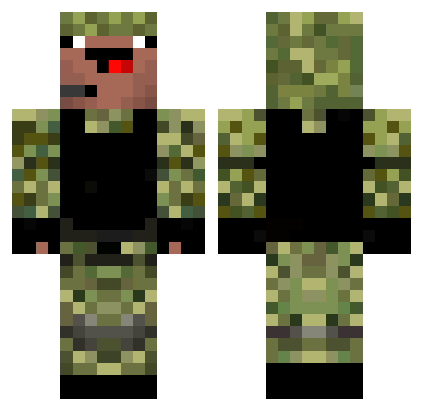 FluffyCoocky Minecraft skin, front and back view