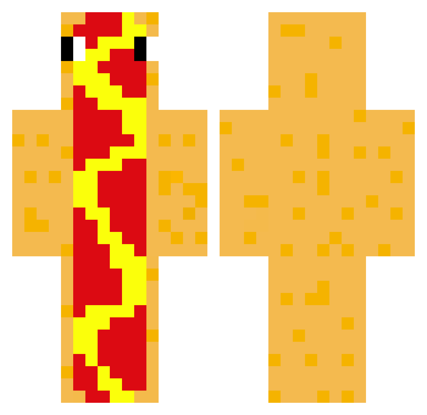 HotDog_TV Minecraft skin, front and back view