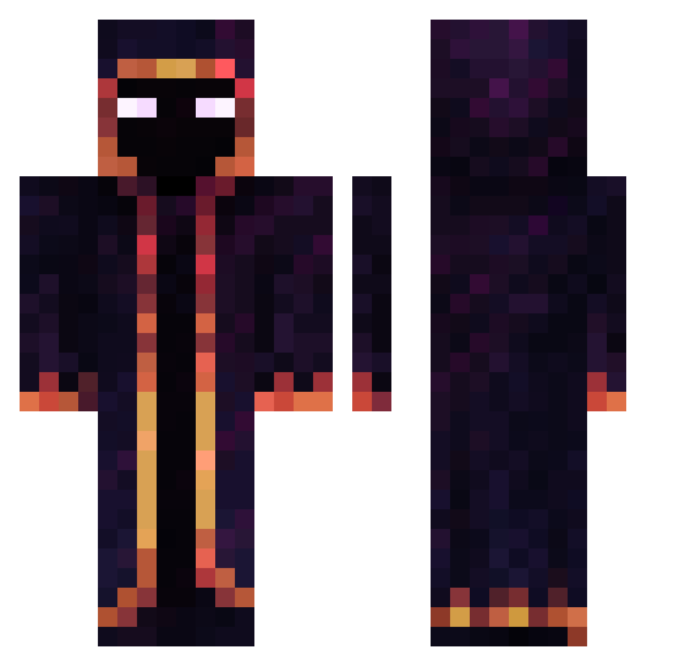 Reaperoe Minecraft skin, front and back view