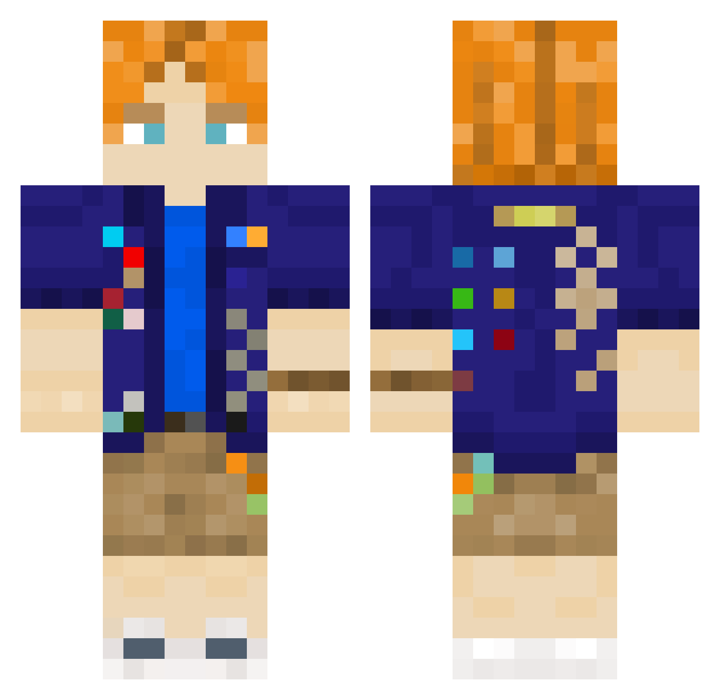 Fronksel Minecraft skin, front and back view
