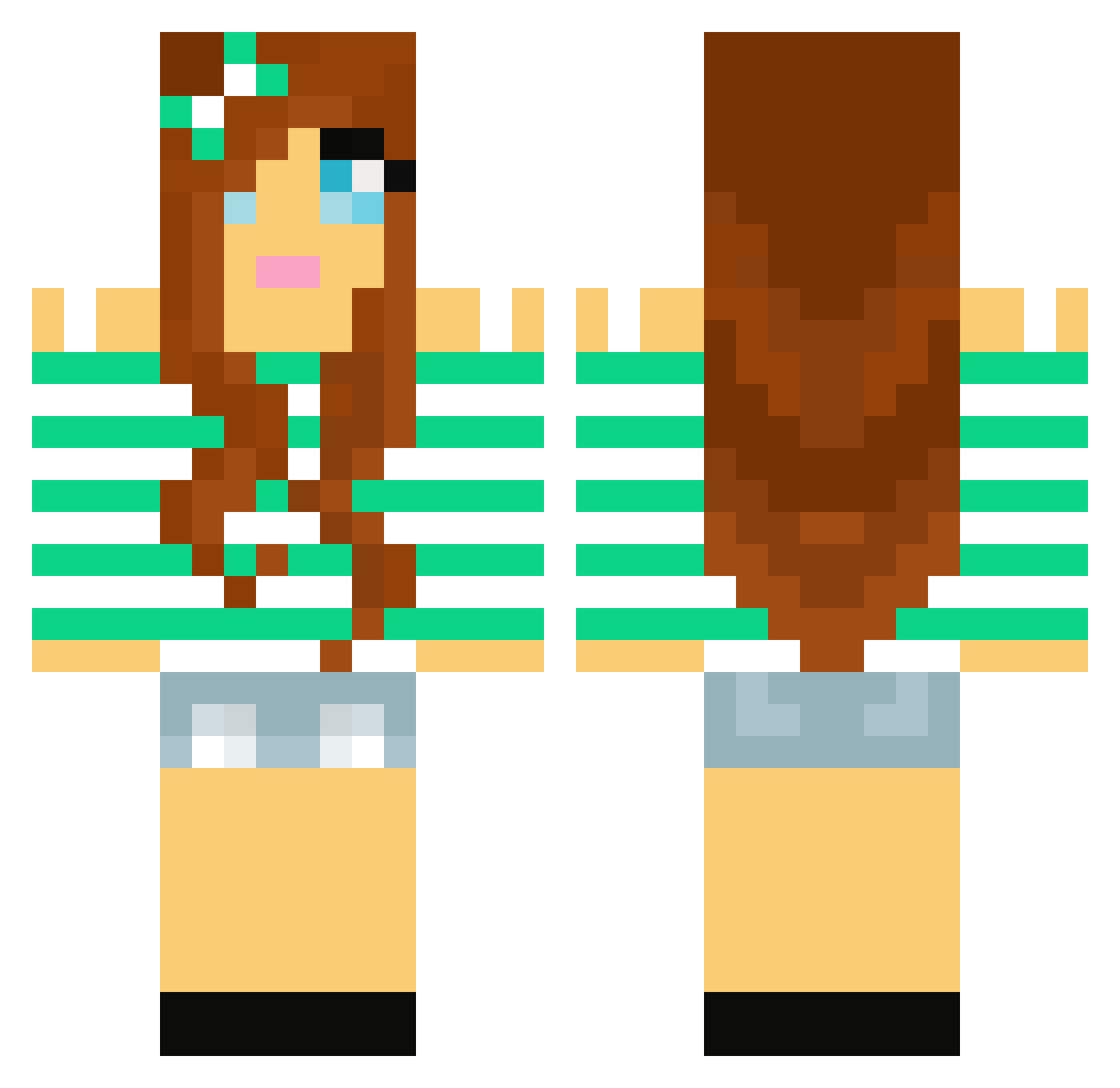 Indira Minecraft skin, front and back view