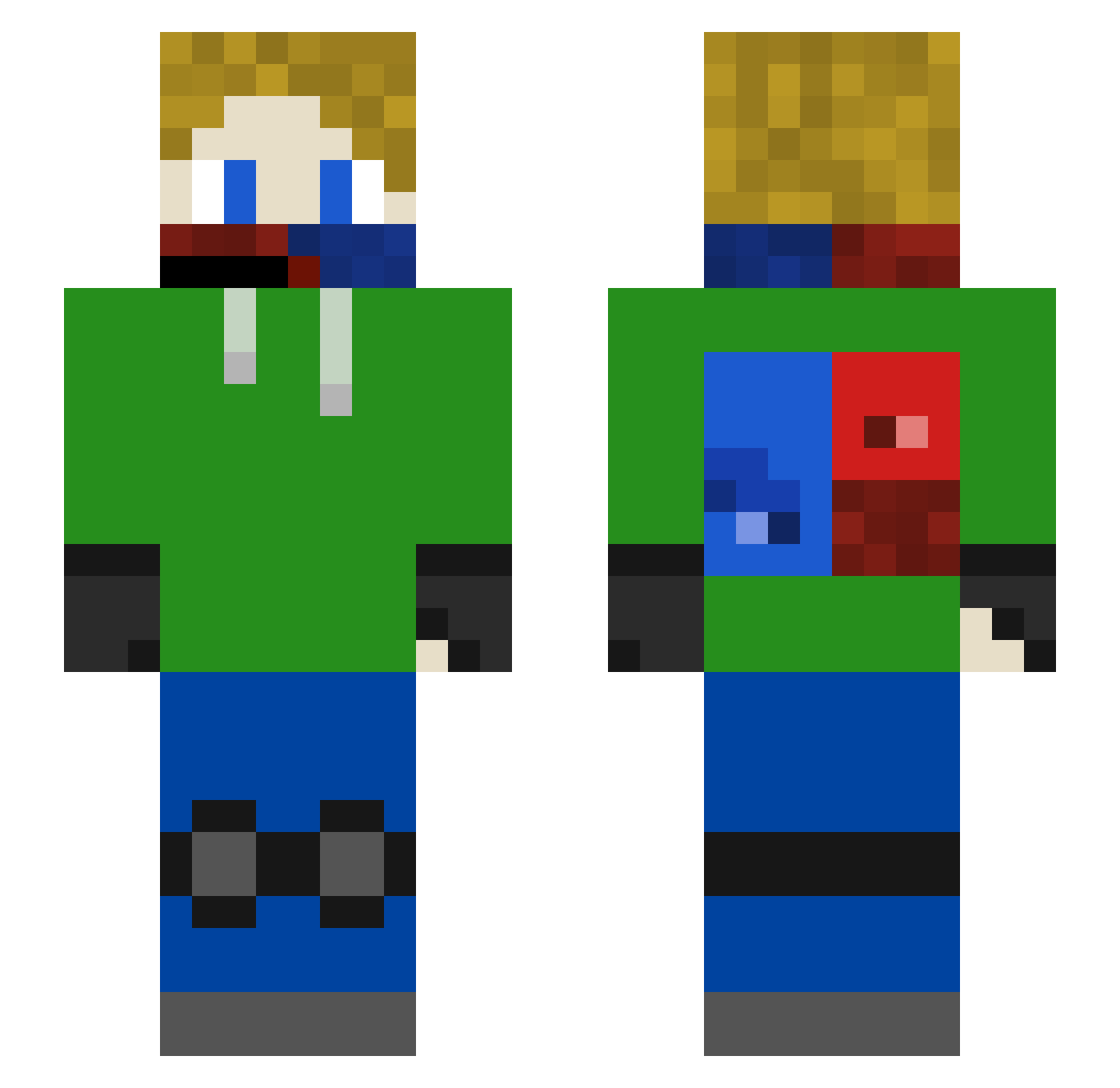 Zavnoc Minecraft skin, front and back view