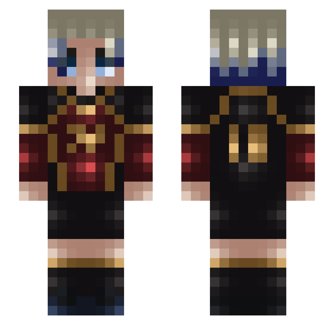 puroamor666 Minecraft skin, front and back view