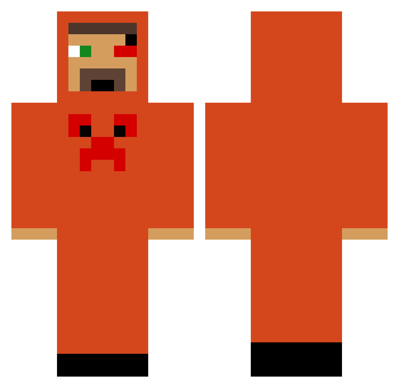 Rolled Minecraft skin, front and back view