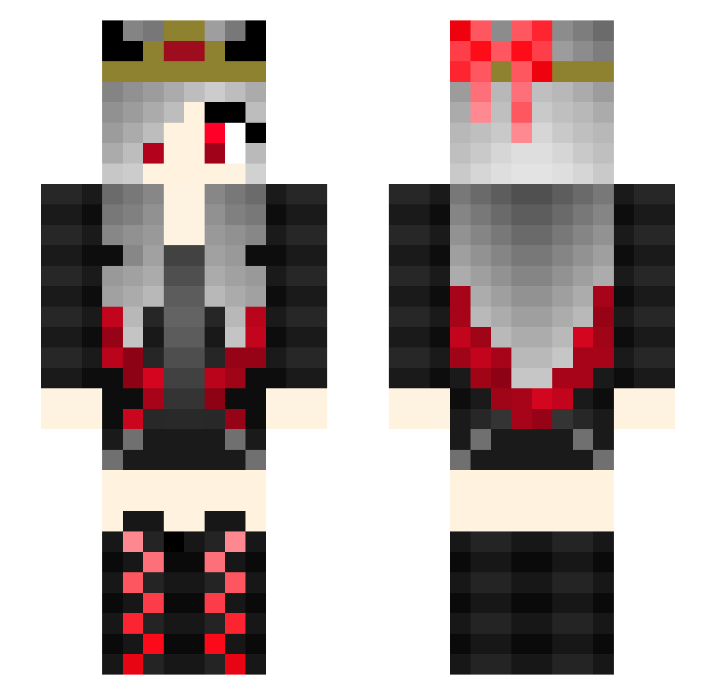 Dazaras Minecraft skin, front and back view